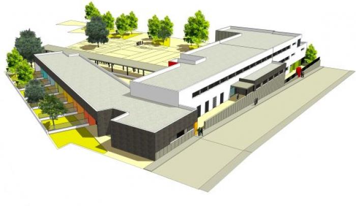 Infografía del nuevo colegio en zona Los Pinos de Huércal de Almería.