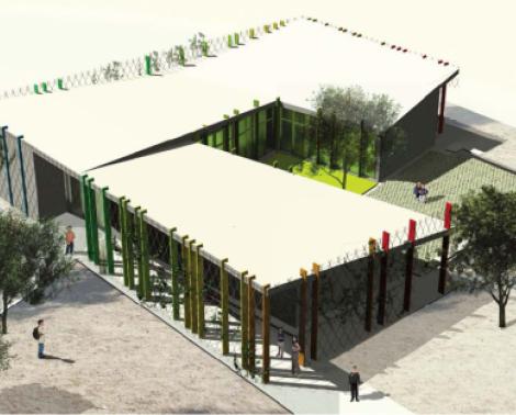 Infografía del proyecto de nuevo comedor en el CEIP Giner de los Ríos de Chiclana