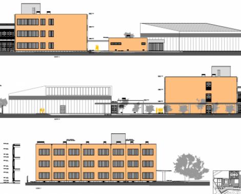 Alzados del proyecto de ampliación del IES Antonio María Calero de Pozoblanco (Córdoba)