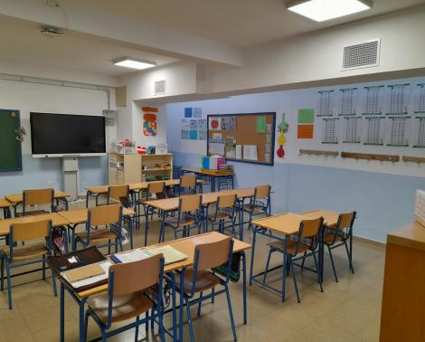 Aula con instalación de refrigeración adiabática del CEIP Alférez Segura de Huesa (Jaén)